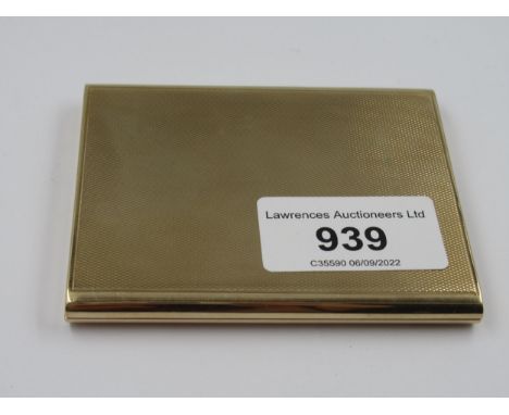 Asprey & Company, rectangular 9ct gold cigarette case with engine turned decoration, 93g 
