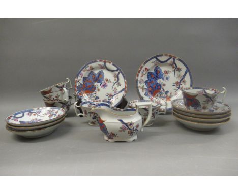 19th Century English ironstone part tea service in the tobacco leaf pattern 