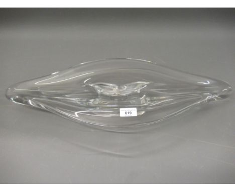 Mid 20th Century Val St. Lambert Art glass dish of stylised oval design 