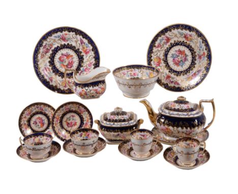 A Coalport porcelain 'London' shape part tea service , circa 1815   A Coalport (John Rose) porcelain 'London' shape part tea 