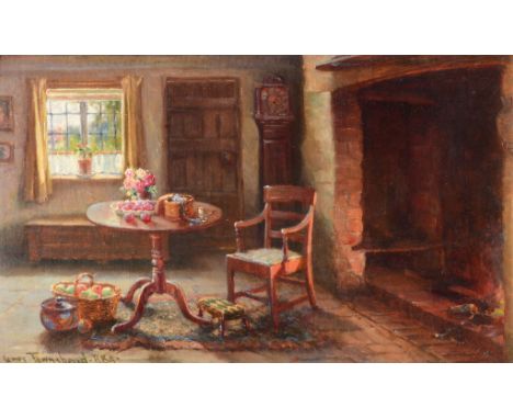 James Townsend (exh. 1883-1940) - A Cottage Home, Shakespeare's Country  Oil on canvas board Signed lower left, with artist's