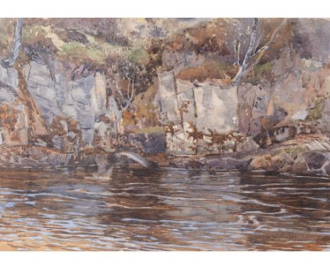 Norman Wilkinson (1878-1971) - Leaping salmon  Watercolour, with traces of graphite Signed lower right 24.5 x 35.5 cm.(9 3/4 