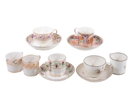 A selection of Pinxton porcelain tea and coffee wares, circa 1800   A selection of Pinxton porcelain tea and coffee wares,   