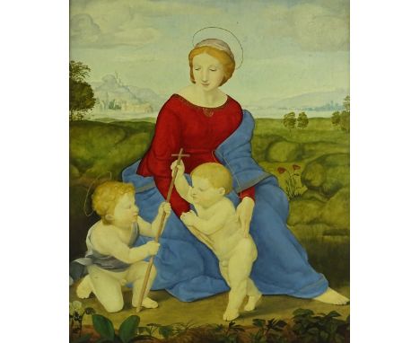 Early 20th century oil on board, Old Master style religious group, unsigned, 32" x 26", framed