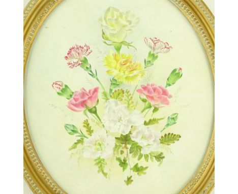 Filippa Whitford (Royal Worcester ceramic artist), pair of oval watercolours, botanical studies, 12" x 10", framed