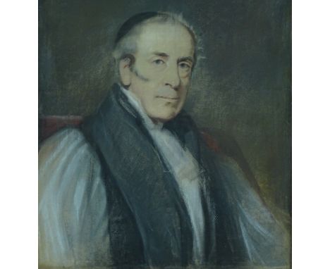 19th century coloured pastels, portrait of a Prelate, unsigned, 26" x 22", framed