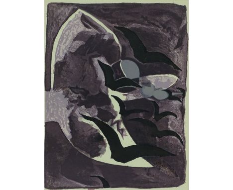 Georges Braque, colour lithograph, abstract composition, published by Mourlot 1964, image size 9" x 7", framed