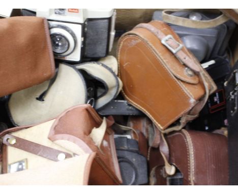 A COLLECTION OF VINTAGE CAMERAS including autographic film cameras, Kodak, various, possibly military series Ensign film came