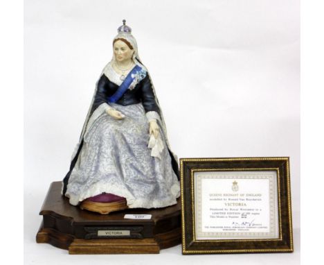 A ROYAL WORCESTER LIMITED EDITION FIGURINE OF QUEEN VICTORIA, numbered 22/250 with certificate of authenticity, modelled by R