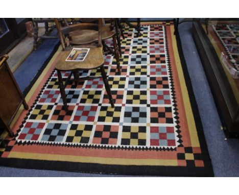 A STODDARD INTERNATIONAL REPRODUCTION GREAT WESTERN RAILWAY WOOLLEN RUG 177cm x 91cm together with a modern Kelim type carpet
