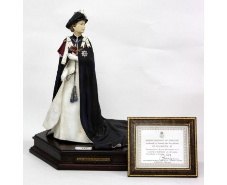 A ROYAL WORCESTER HM QUEEN ELIZABETH II LIMITED EDITION FIGURE, numbered 131/250 with certificate of authenticity, modelled b
