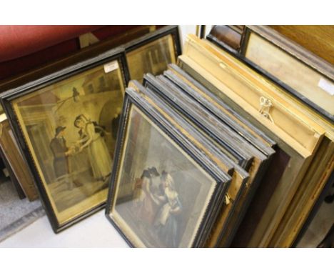 A COLLECTION OF HAND COLOURED PRINTS DEPICTING THE CRIES OF LONDON together with a pair of seascape watercolours by W H Earp 