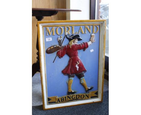 A MORLAND BREWERY ABINGDON ADVERTISING WALL INSERT, possibly either by Poole Pottery or Carter Tile Works 64cm x 46cm