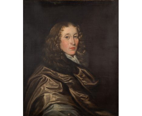 Manner of Sir Peter Lely [late 18th Century]-
A portrait of a gentleman, bust-length, wearing cloak, cravat and full length w