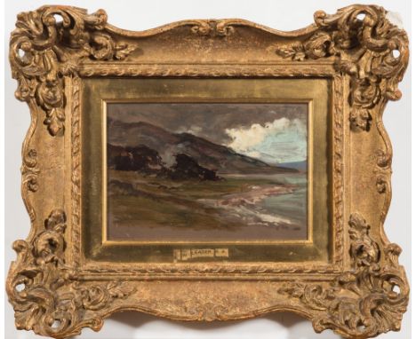 Attributed to Benjamin William Leader [1831-1923]-
The Coast, possibly North Wales:-
oil sketch on paper laid down
14.5 x 20.