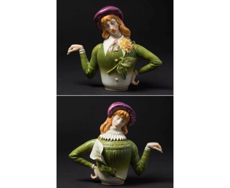 A Royal Worcester Aesthetic teapot and cover: of double sided form being a satirical view of Oscar Wilde and the Aesthetic Mo