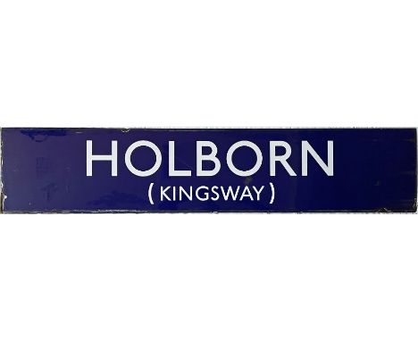 1930s London Underground enamel PLATFORM SIGN from Holborn (Kingsway) station. Thought to date from the modernisation of the 