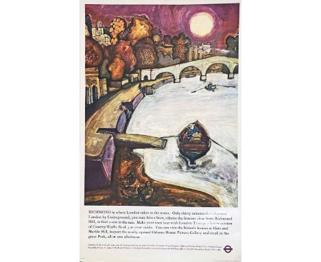 1972 London Transport double-royal POSTER 'Richmond' by Graham Clarke (b1941). "Richmond is where London takes to the water. 