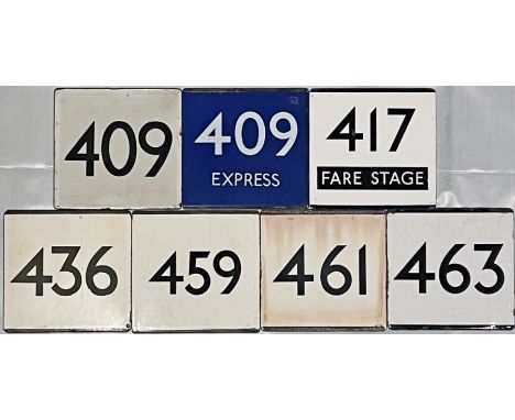 Quantity (7) of London Transport/London Country bus stop enamel E-PLATES, all from the Southern Country Area and comprising r