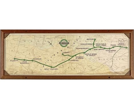 1945 London Underground Metropolitan Line CAR DIAGRAM (map) for compartment stock showing the lines to Watford, Chesham and A