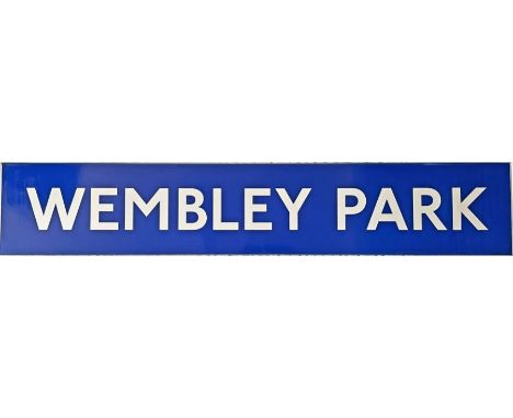 London Underground enamel PLATFORM SIGN from Wembley Park station on the Metropolitan or Jubilee Lines, probably the latter a