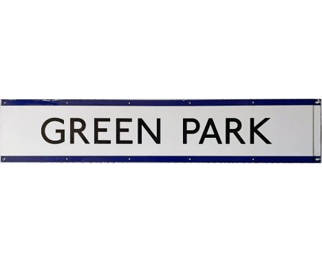 1950s/60s London Underground enamel PLATFORM FRIEZE PANEL from the Piccadilly Line platforms at Green Park station. Measures 