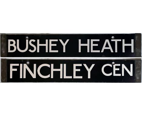 London Underground 38-Tube Stock enamel CAB DESTINATION PLATE for Bushey Heath / Finchley Cen on the Northern Line. Bushey He