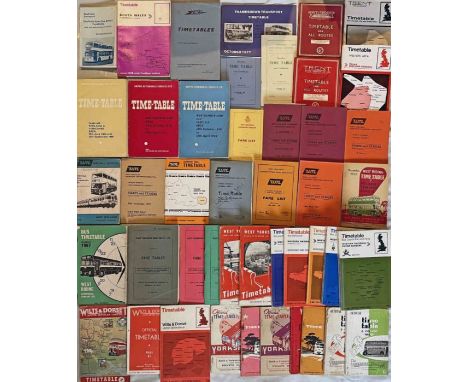 Large quantity (44) of 1950s/60s/70s bus TIMETABLE &amp; FARETABLE BOOKLETS from operators S-Y and including Sheffield, South
