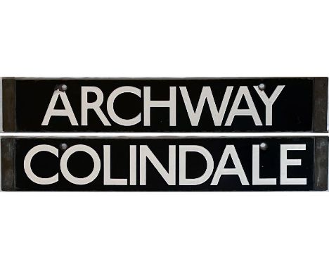 London Underground 38-Tube Stock enamel CAB DESTINATION PLATE for Archway / Colindale on the Northern Line. A double-sided pl