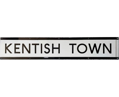 1950s/60s London Underground enamel PLATFORM FRIEZE PANEL from Kentish Town station on the Northern Line. Measures 48" (122cm