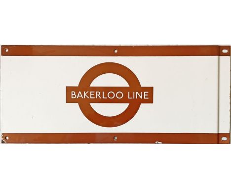 London Underground 1950s/60s enamel FRIEZE PLATE from the Bakerloo Line with the line name across the bar of the bullseye. Me