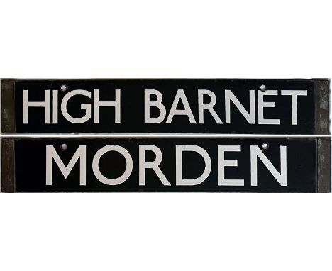 London Underground 38-Tube Stock enamel CAB DESTINATION PLATE for High Barnet / Morden, the outer extremities of the Northern