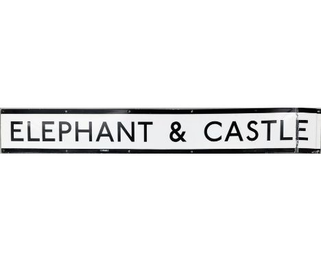 London Underground enamel FRIEZE PANEL from the Northern Line platforms at Elephant &amp; Castle station. Measures 65" x 9" (
