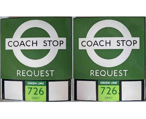 1950s/60s-type London Transport enamel COACH STOP FLAG ('Request'), an E3 version with 1970s vinyl E-sticker for Green Line r
