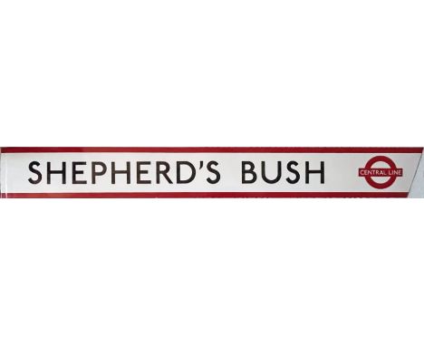 1950s/60s London Underground enamel PLATFORM FRIEZE PANEL from Shepherd's Bush station on the Central Line. This was one of v