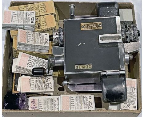Setright 'Insert' TICKET MACHINE with backplate. Serial no 35201, machine no W17. This was originally issued to Aldershot &am