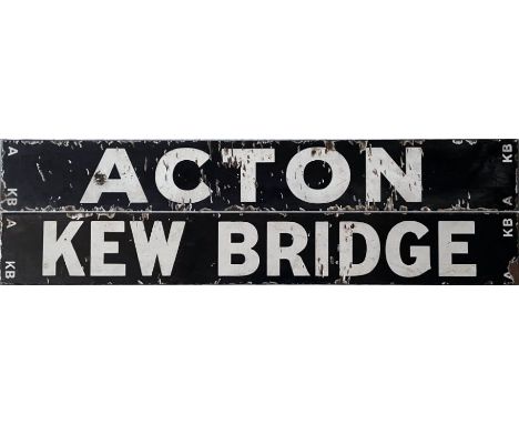 London &amp; North Western Railway enamel DESTINATION PLATE Acton / Kew Bridge for the 4th-rail shuttle service from the Nort