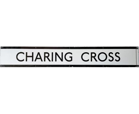 1950/60s London Underground enamel PLATFORM FRIEZE PANEL from the Northern Line platforms at Charing Cross station, renamed E