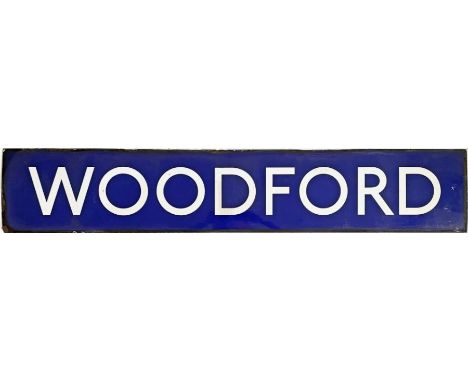 c1940s London Underground enamel PLATFORM SIGN from Woodford, the former LNER station on the Central Line. The sign most like