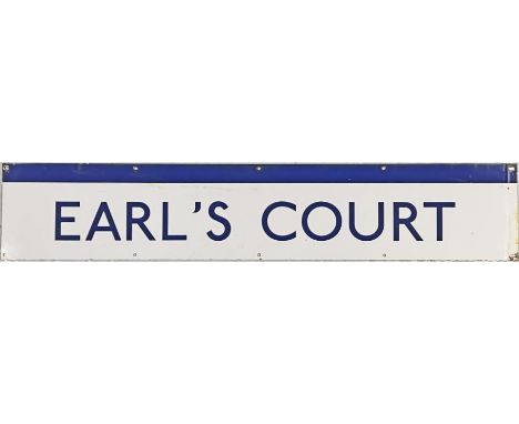 c1980s London Underground enamel PLATFORM FRIEZE PANEL from the Piccadilly Line platforms at Earl's Court station. Measures 5
