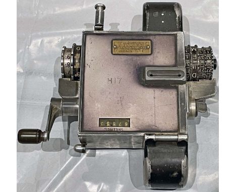Extra info added: Setright 'Insert' TICKET MACHINE, serial no unclear, possibly 19081, more likely 10081, machine no H17, whi