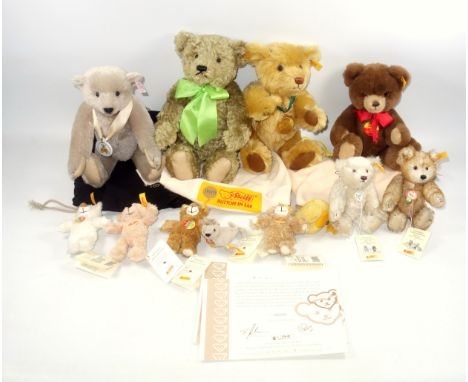 Steiff collection to include: Club Edition 2005 'Richard Steiff Teddybar' in grey, 30cm, with certificate and black bag (no b