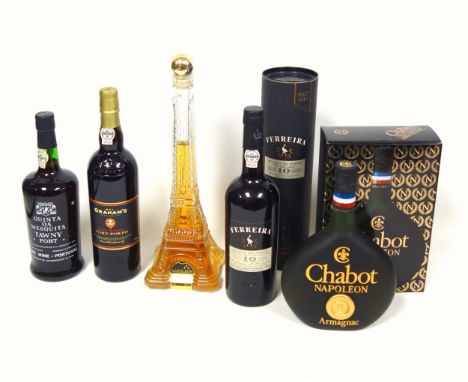 Bottle of Ferreira Quinto Do Porto 10 Year Tawny Port, 750ml, boxed; Quinta da Mesquita Tawny, 75cl; Graham's Tawny, 75cl; Ch