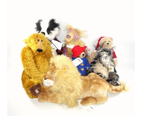 Steiff Paddington Bear, 2014, No. 664656, limited edition of 5000, H.26cm; Leo Lion 50, 064135; Christmas Bear, 2014, with mu