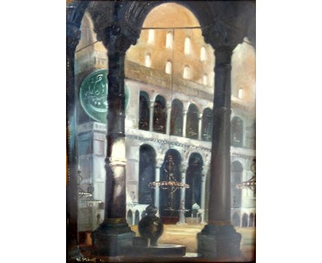 Wladimir Petroff (Russian, c.1880-1935), Interior of the Hagia Sophia, Istanbul, signed and dated "W. Petroff '25" (lower lef
