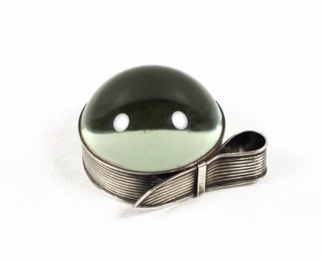Large silver mounted tabletop magnifying glass, stamped "Parenti 925", W.12.2cm overall Condition:Glass has light scratches a