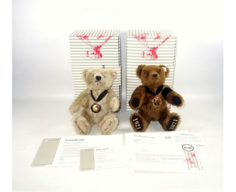 Steiff 'Armistice Centenary Bear' in golden brown, 28cm, and a 'Prince Philip Memorial Bear' in brown, 29cm, each with certif