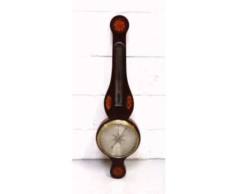 Regency wheel barometer and thermometer, in an inlaid mahogany case, by Francis Anone, 26 High Holborn, London, (1802-1808), 