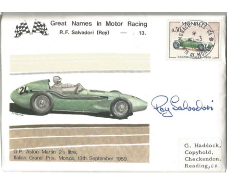 Motor Racing Great Names in Motor Racing: R. F. Salvadori (Roy) 13. Cancelled Monaco. Signed Roy Salvadori (British Racing Dr