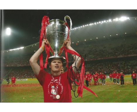 Football John Arne Riise 12x8 signed colour photo pictured with Champions League trophy after Liverpools victory in 2005. Joh